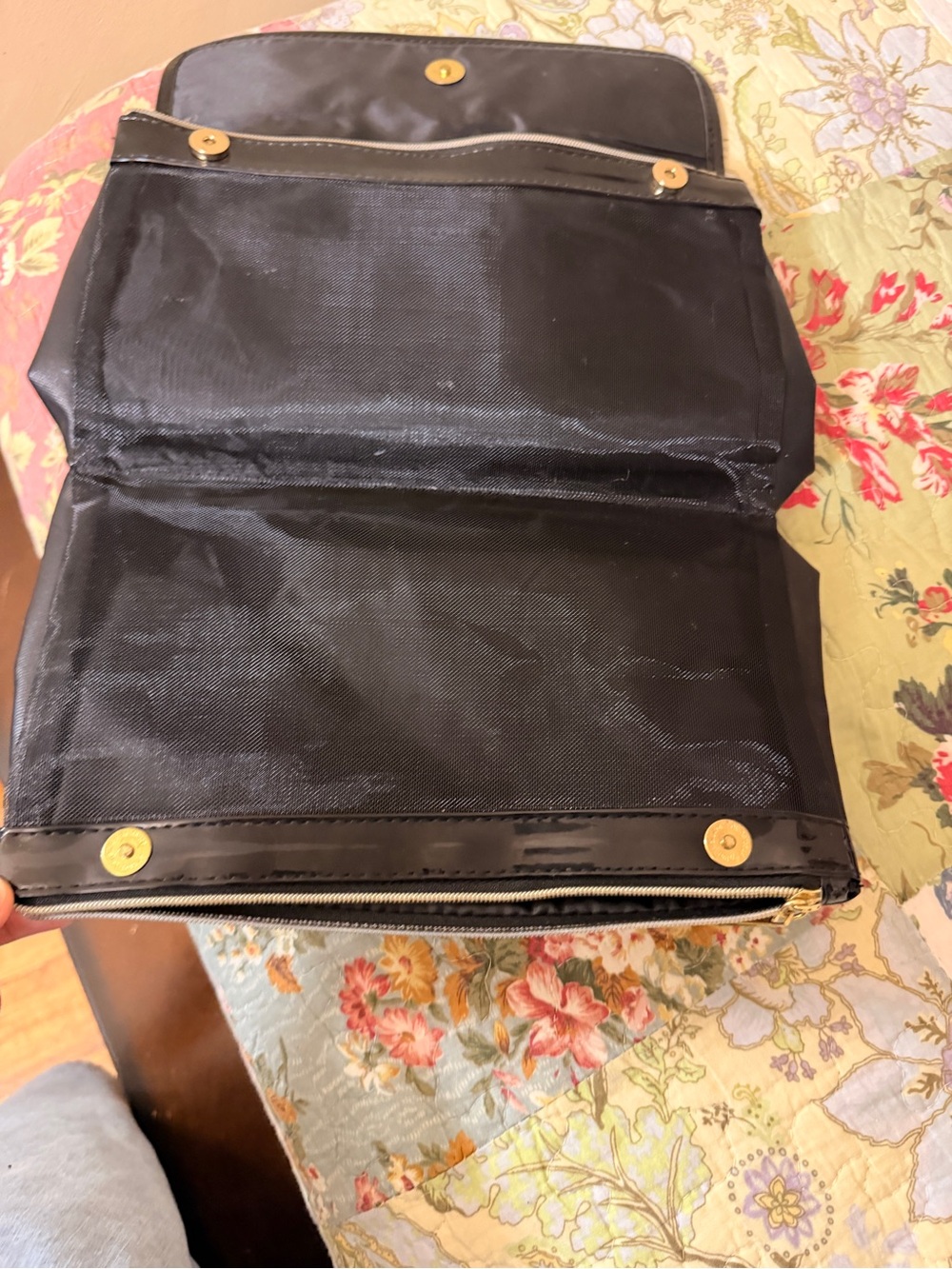 Lancome Women's Make Up Bag Black / 2  Panels Compartments